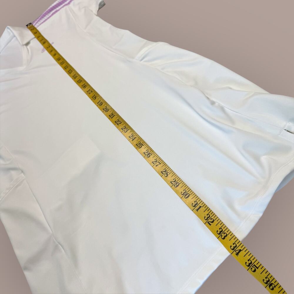 Adidas Womens Athletic Tennis Golf Polo Dress Size M White Short Sleeve Striped - Picture 12 of 13